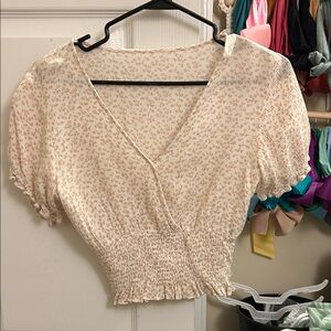 Floral V-Neck Smocked Top